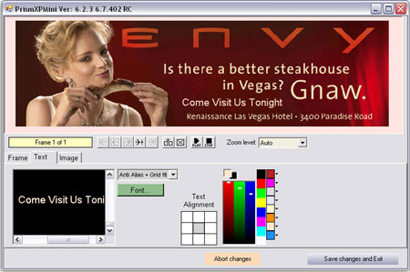 PrismView edit window PrismView edit window