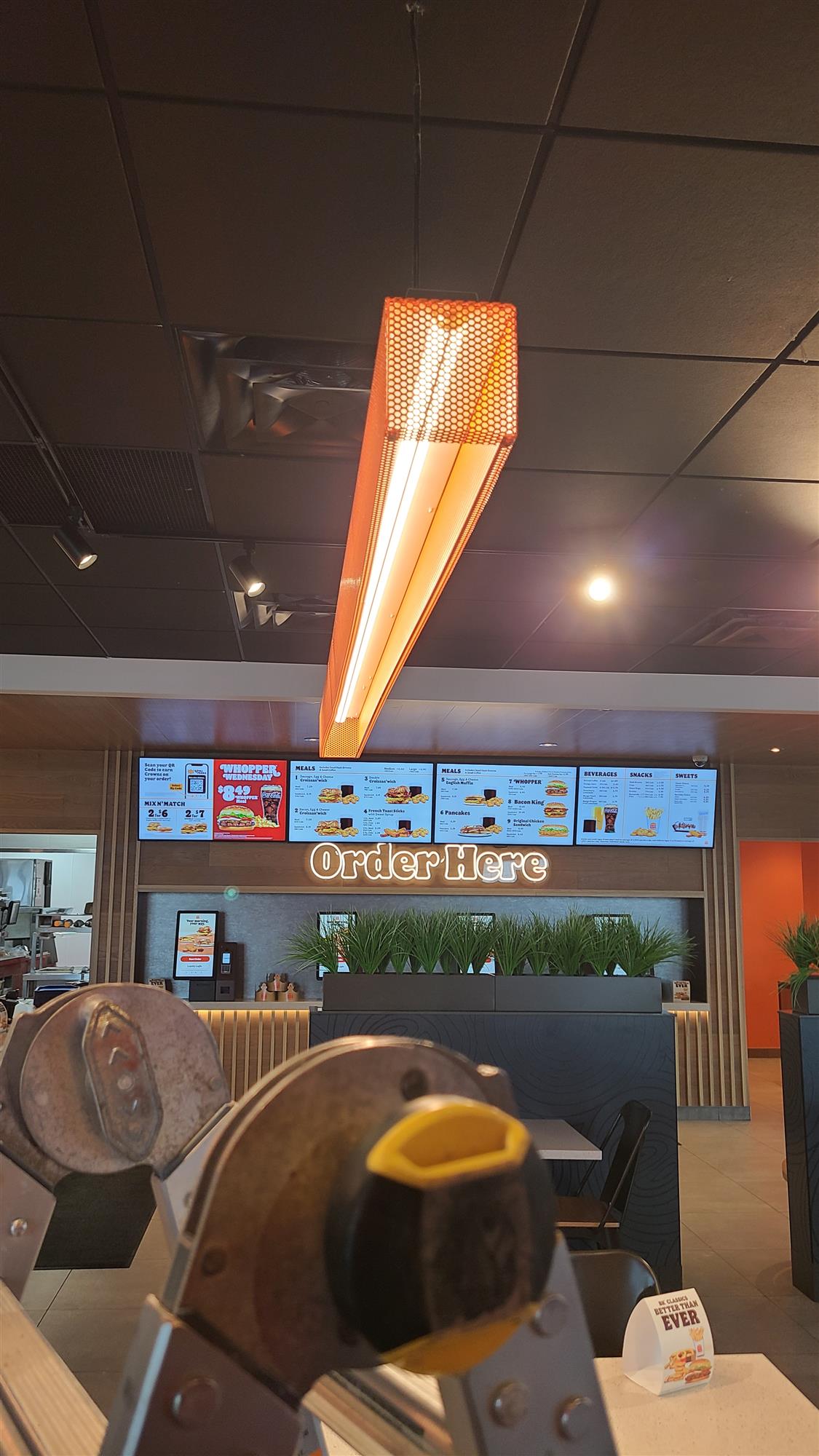 new LED light fixture inside Burger King
