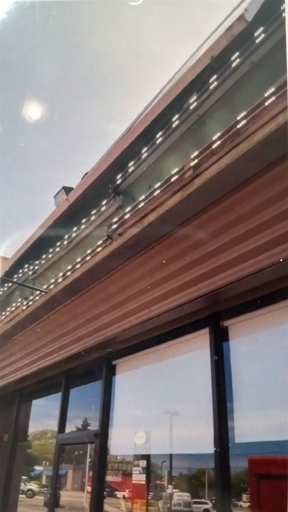 inside of an LED sign over storefront