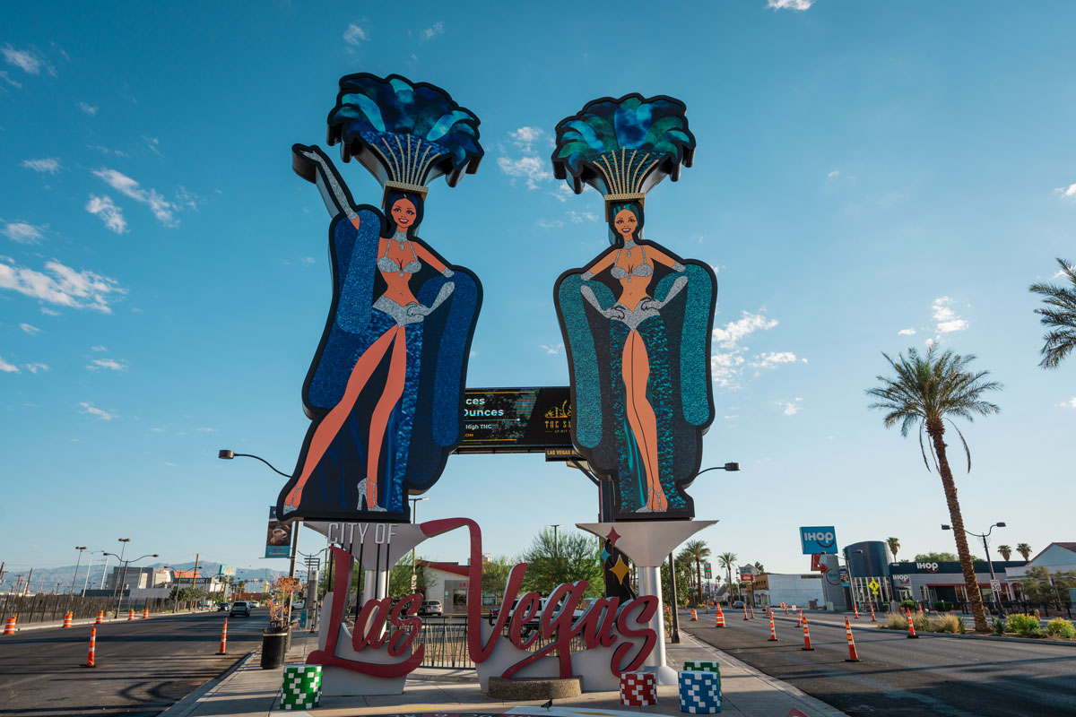 City Of Las Vegas' new gateway arches illuminated for first time